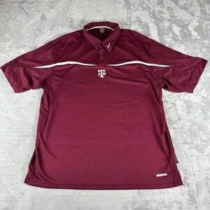 Nike VTG Sphere Dry Polo Shirts Mens XXL Maroon‎ Texas A&M Aggies Activewear